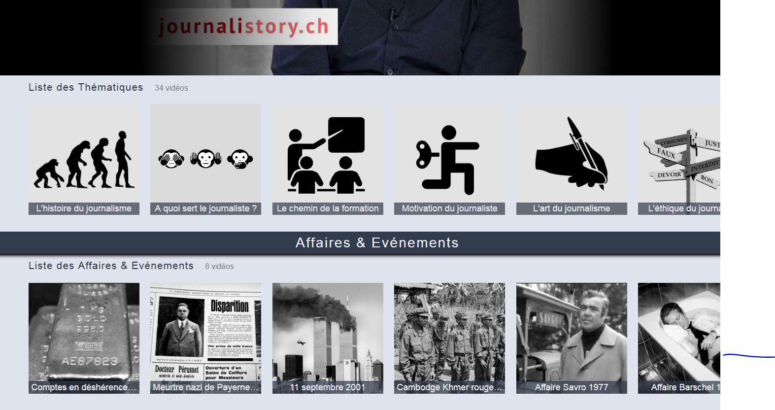 La plateforme journalistory.ch, une base de données transmédias du journalisme suisse.
