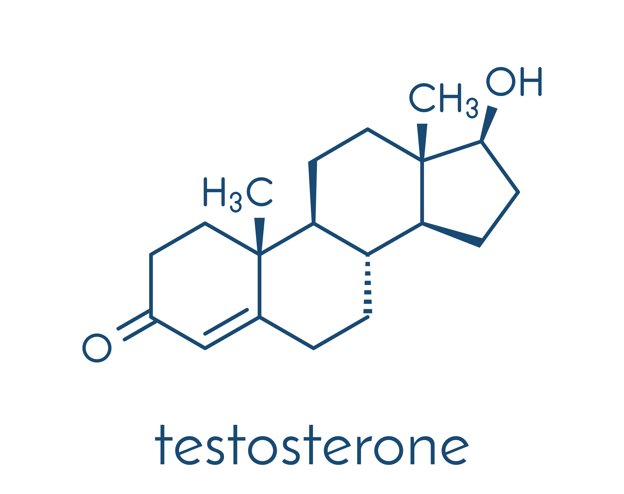 Représentation de la testostérone, l'hormone mâle.