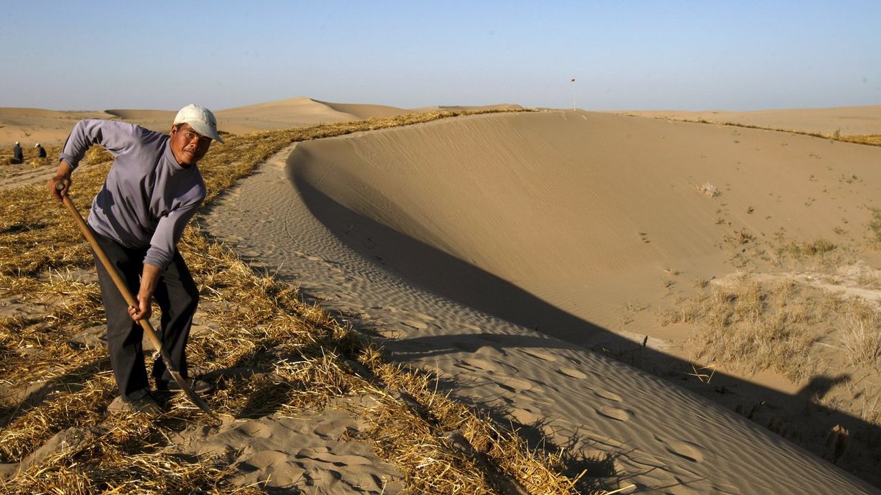 Le désert progresse dans la province chinoise du Gansu. [Michael Reynolds - EPA/Keystone]