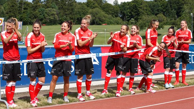 L'équipe nationale suisse de football féminin à l'entraînement à Macolin. [Salvatore Di Nolfi - keystone]