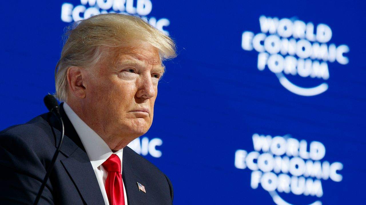 Donald Trump lors de sa venue à Davos en janvier 2018. [Evan Vucci - AP/Keystone]