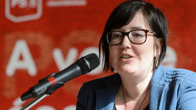 Martine Docourt, co-présidente des femmes socialistes suisses, candidate au Conseil des Etats neuchâtelois. [Jean-Christophe Bott - Keystone]