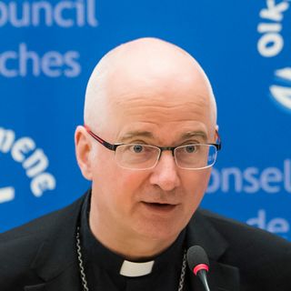 L'évêque Charles Morerod, à la tête du diocèse de Lausanne, Genève et Fribourg, photographié le 15 mai 2018. [Jean-Christophe Bott - Keystone]