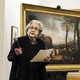 Alice Pauli, galeriste, parle lors d'une conference de presse sur des dons importants au MCBA, mardi 7 mars 2017. [Jean-Christophe Bott - Keystone]