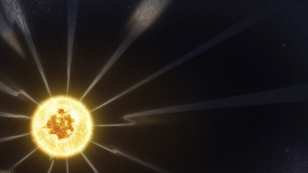 Une image provenant d'une vidéo de la Nasa ramenée par la sonde Parker montre les variations du champ magnétique du Soleil. [NASA/Goddard/CIL via AP - Keystone]