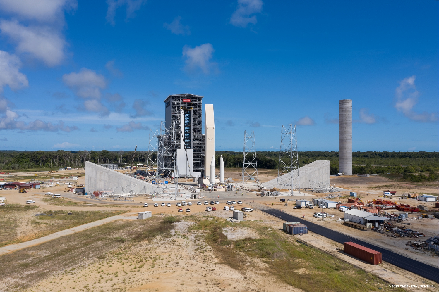 Vue aérienne du chantier ELA 4 au Centre spatial guyanais, futur pas de tir du lanceur Ariane 6.