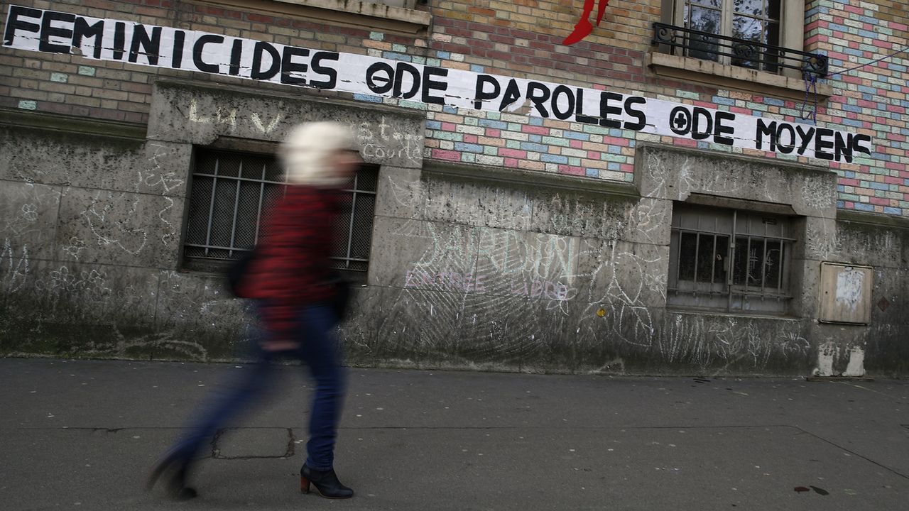 Un slogan contre les féminicides, à Paris, le 6 novembre 2019. [François Mori - Keystone/ap photo]