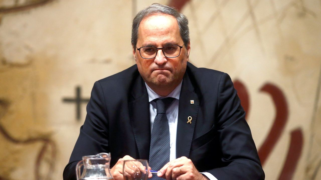 Le président catalan Quim Torra fait appel de sa destitution. [Quique Garcia - Keystone/EPA]
