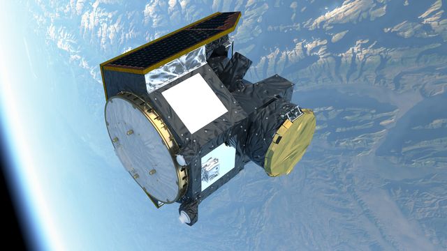 Illustration du satellite CHEOPS en orbite dans l'espace. [ATG medialab - ESA]