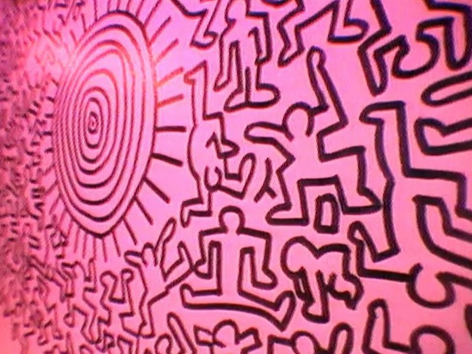 Oeuvre de Keith Haring réalisée au Montreux Jazz Festival de 1983 [RTS]