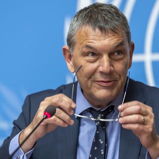Philippe Lazzarini à l'ONU à Genève en janvier 2019. [Martial Trezzini - Keystone]