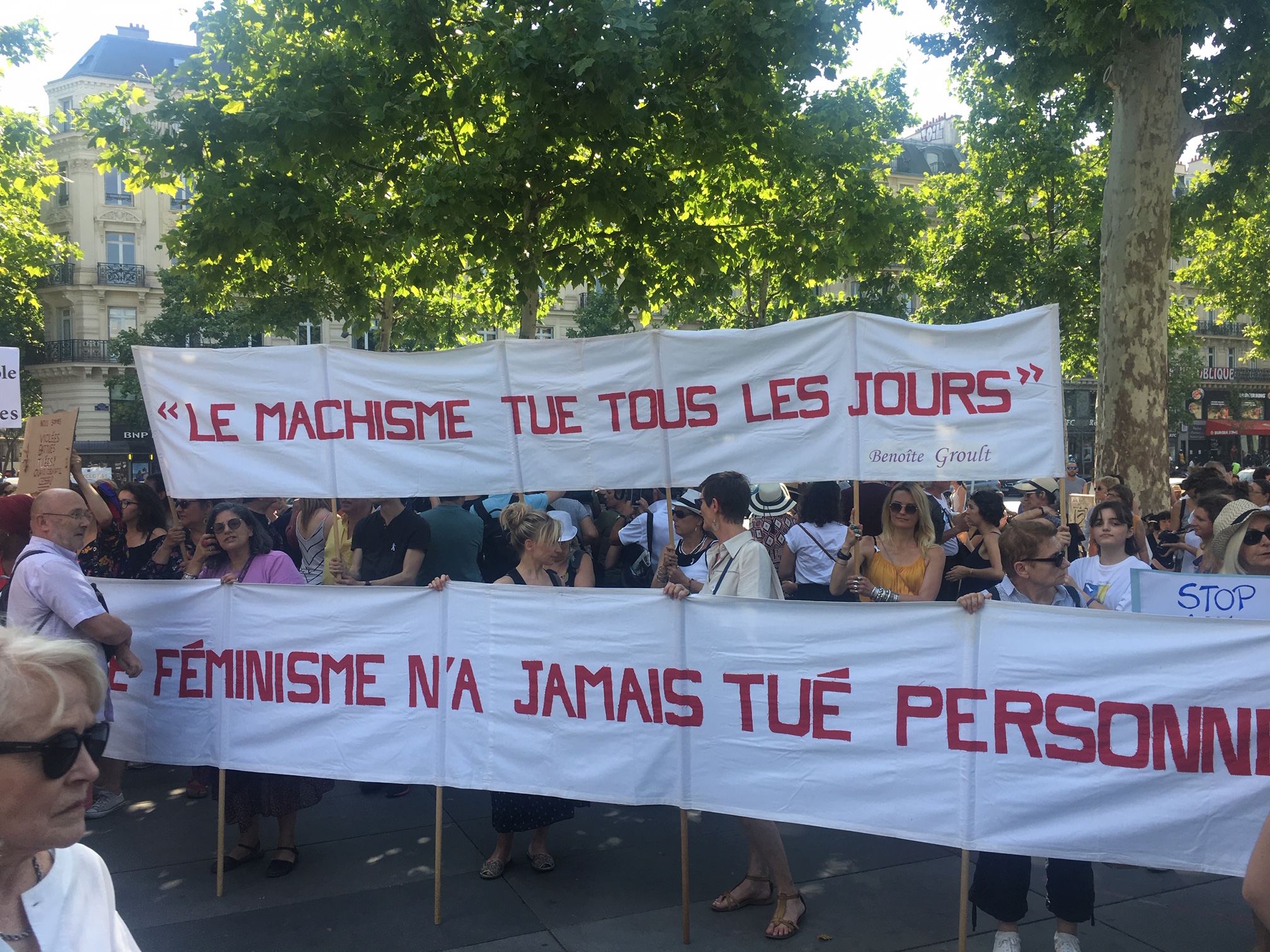 Manifestation en France pour réclamer des mesures immédiates contre les féminicides, le samedi 6 juillet 2019.