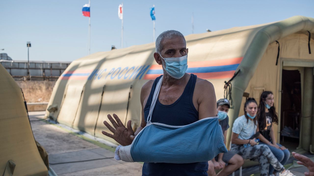 L'aide internationale (ici, Russe) a afflué pour pallier aux destructions des hôpitaux de Beyrouth après l'explosion du 4 août. [Valeriy Melnikov - Sputnik/AFP]