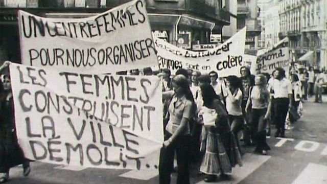 Manifestation des femmes du MLF à Genève en 1976. [RTS]