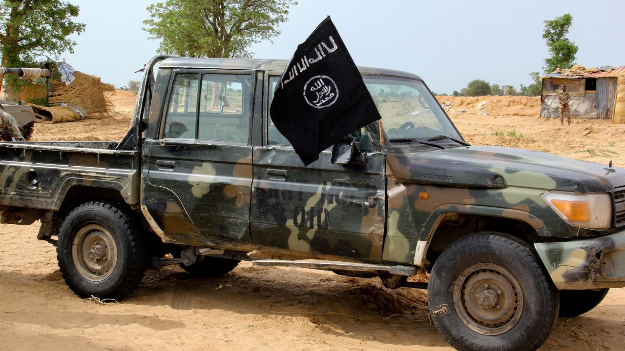 Un véhicule qui appartient au groupe Etat islamique en Afrique de l'Ouest (Iswap), photographié le 2 août 2019 à Baga. [Audu Marte - afp]