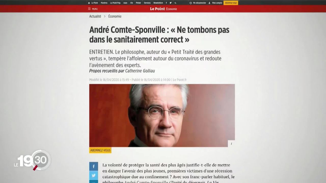 André Comte-Sponville a fustigé la politique sanitaire face au Covid [RTS]