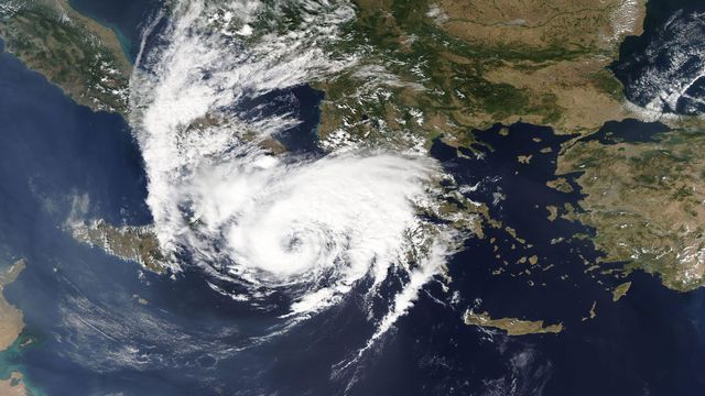 Image satellite du medicane Ianos le 17 septembre 2020.
EPA/NASA WORLDVIEW
Keystone [EPA/NASA WORLDVIEW - Keystone]