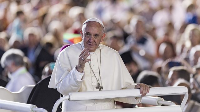 Le pape François lors de sa visite à Genève en 2018. [Martial Trezzini - Keystone]