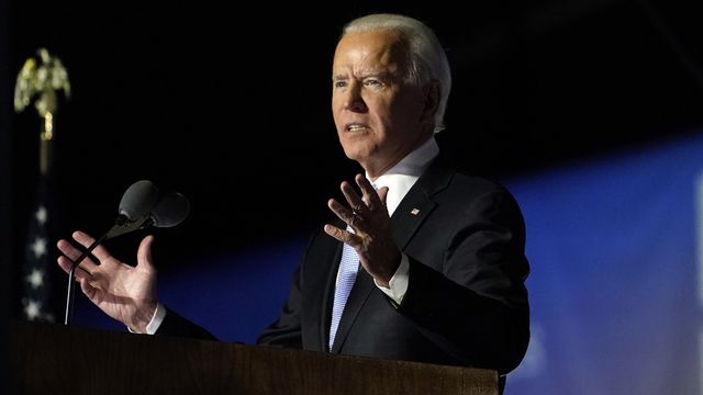 Joe Biden lors de son discours à Wilmington, le 7 novembre 2020. [Andrew Harnik - Keystone]