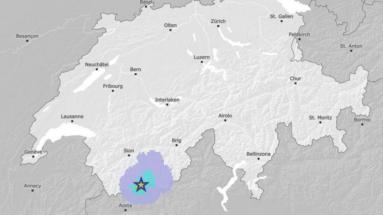 Un séisme a été ressenti dans la région d'Arolla. [Service sismologique suisse (SED)]