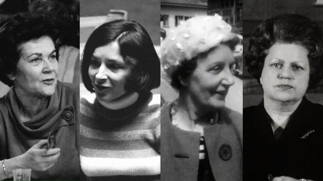 De gauche à droite : Gertrude Girard-Montet, Gabrielle Nanchen, Antoinette Quinche, Lise Girardin, pionnières du droit de vote des femmes. [RTS]