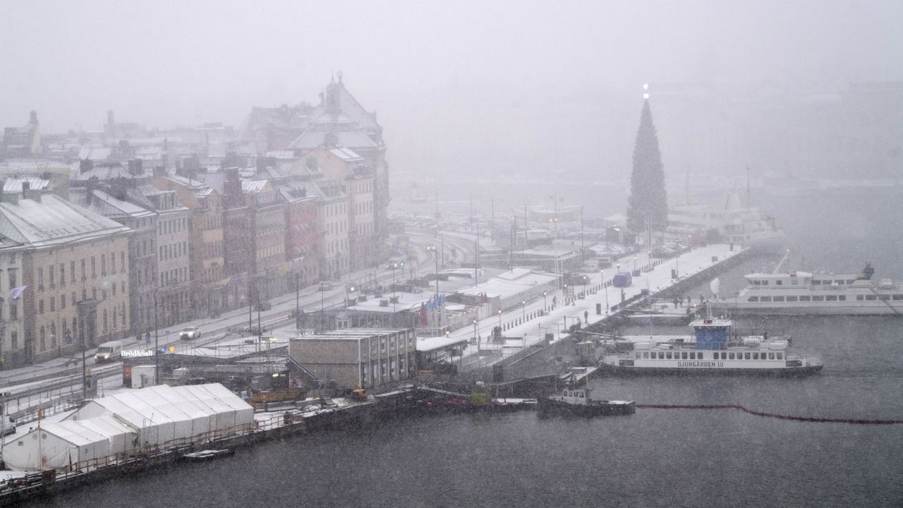 La ville de Stockholm sous la neige le 13 janvier 2021. [Fredrik Sandberg - Keystone/EPA]