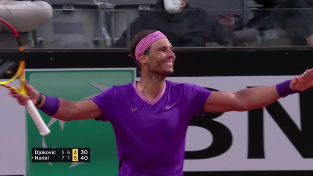 Finale, N. Djokovic (SRB) - R. Nadal (ESP) (5-7, 6-1, 3-6): l'Espagnol s'impose une nouvelle fois à Rome [RTS]