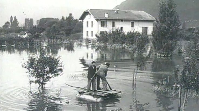 Plaine du Rhône inondée, première partie du 20e siècle [Centre valaisan de l'image et du son ]