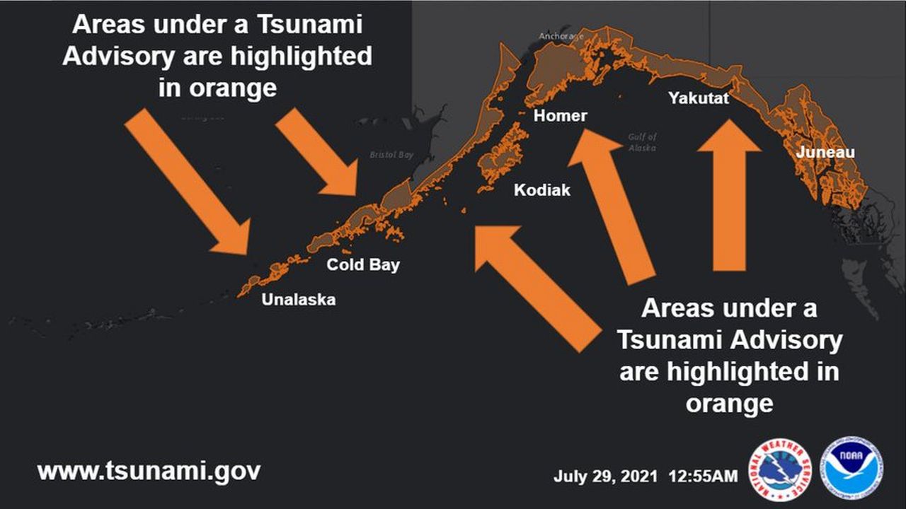 Publication des zones à risque sur le compte Twitter officiel du service météorologique national d'Anchorage.  [National Weather Service Anchorage]