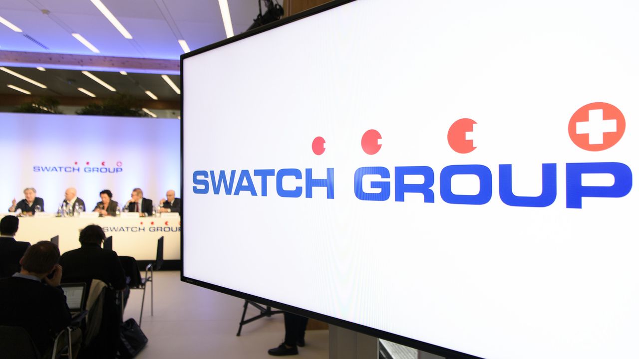 Une conférence de presse de Swatch Group en 2017. [Anthony Anex - Keystone ]