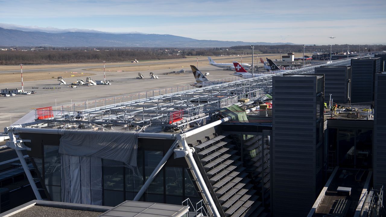 L'Aile Est de l'aéroport de Genève photographiée lors des travaux en février 2020. [Laurent Gilliéron - Keystone]