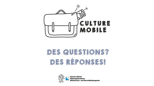 Une activité de Culture Mobile, un projet pilote du Canton de Zurich pour promouvoir la langue française, avec les Questions? Réponses! de Campus Junior. [Bureau échange et mobilité - Canton de Zurich]