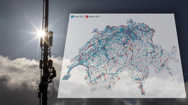 La carte de la 5G en Suisse. [RTSinfo - Keystone]