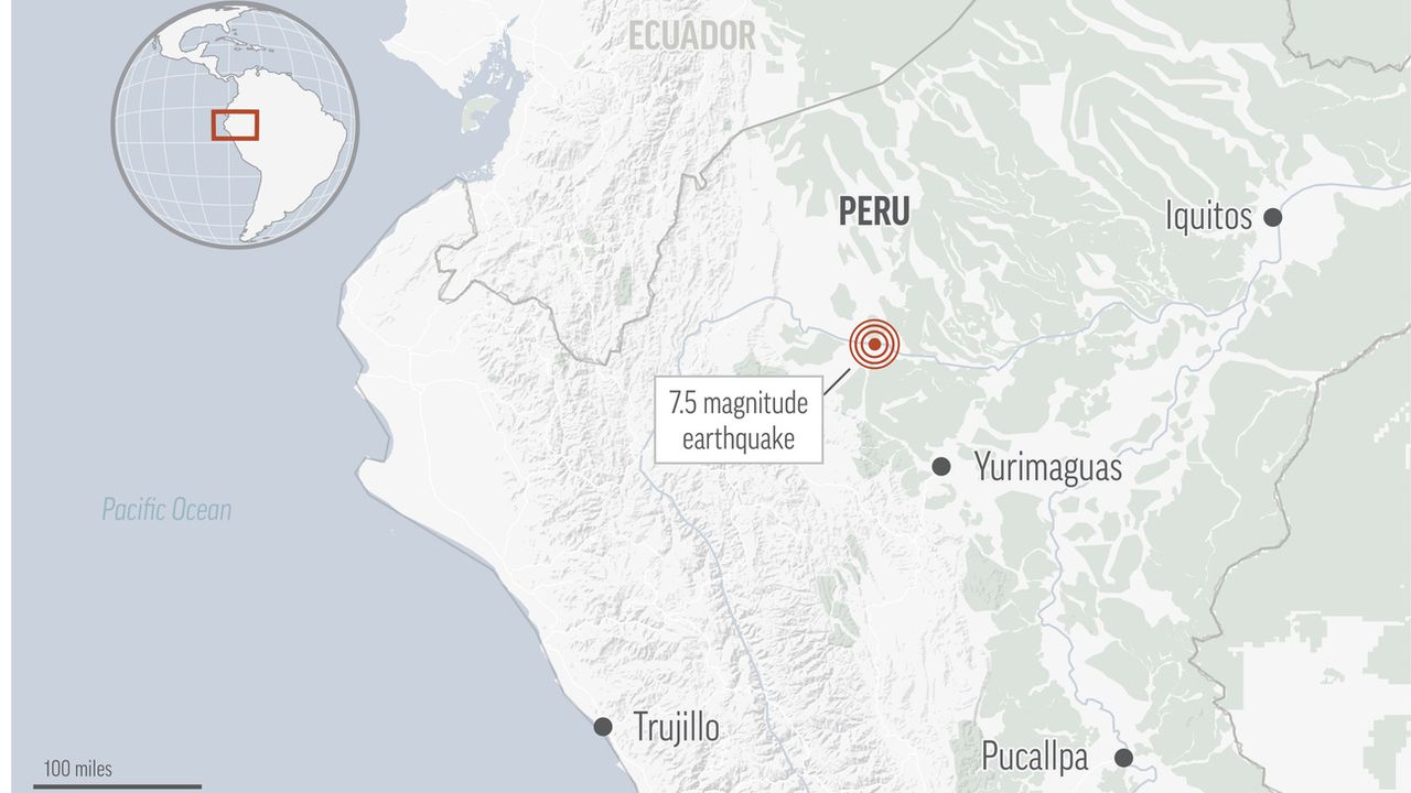 Un séisme de magnitude 7,5 a frappé dimanche à l'aube le nord du Pérou, faisant plusieurs blessés et des dégâts matériels. [keystone]