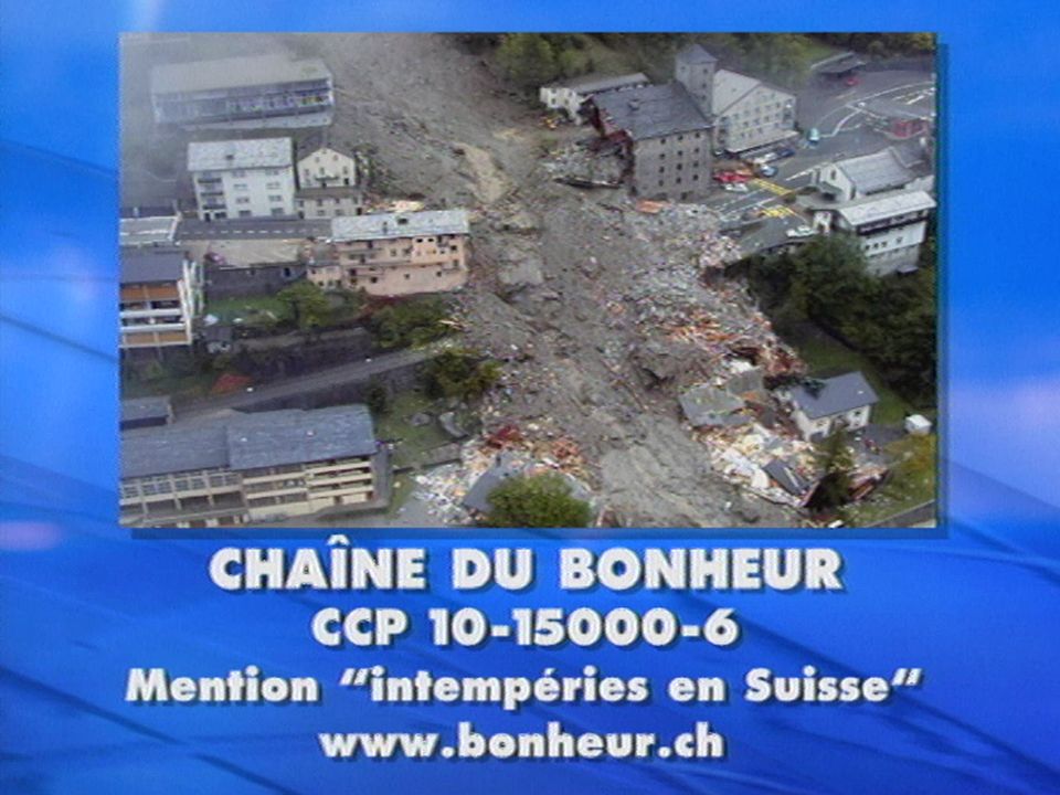 Intempéries en Suisse, la Chaîne du Bonheur solidaire en 2000. [RTS]