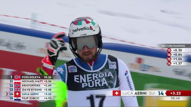 Zagreb (CRO), slalom messieurs, 1re manche: Luca Aerni (SUI) [RTS]