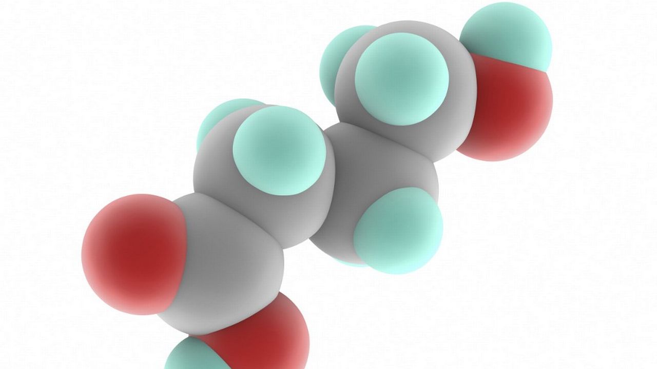 Une illustration de la molécule de GHB, le gamma-Hydroxybutyrate (C4.H8.O3). [APA - Science Photo Library via AFP]