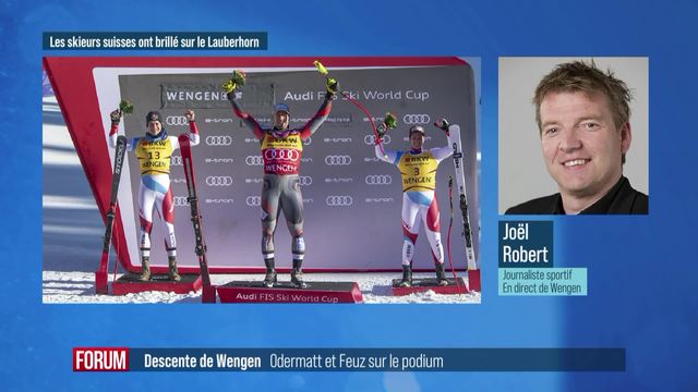 Les skieurs suisses Marco Odermatt et Beat Feuz sur le podium à Wengen [RTS]