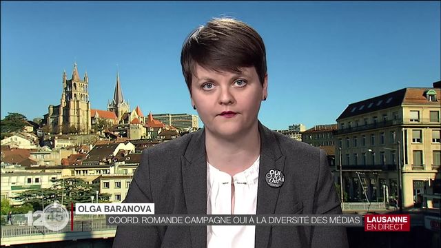 Olga Baranova fait campagne en faveur du soutien à la presse en vue des votations du 13 février prochain [RTS]