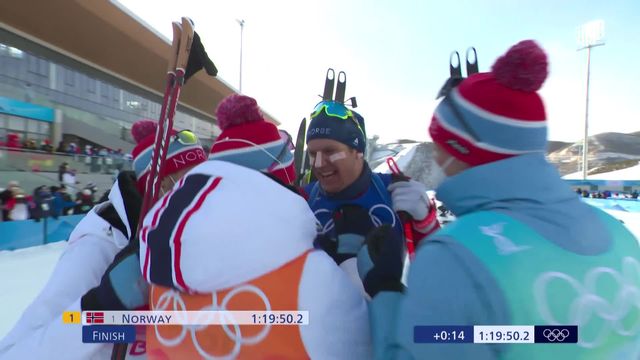 Biathlon, relais 4 x 7,5km messieurs: les Norvégiens en or devant Français et Russes. Une cinquième médaille pour Fillon Maillet (FRA) [RTS]
