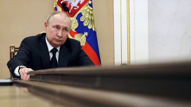 Le président Poutine au Kremlin le 10 mars 2022. [Mikhail Klimentyev / AP Photo - Keystone]