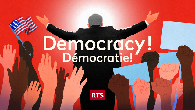 Visuel du podcast RTS "Democracy! Démocratie!". [RTS]