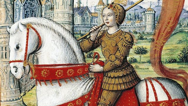 Jeanne d'Arc chevauchant devant Orléans. [DP]