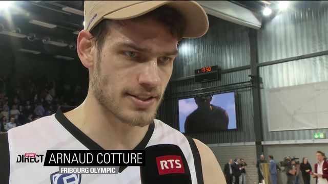 Finale messieurs, Fribourg Olympic - BBC Nyon (73-48): Cotture à l'interview après la victoire [RTS]