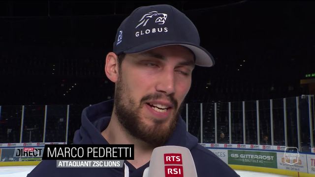 Finale, match 2, Zurich - Zoug(2-1): Marco Pedretti (Zurich) à l'interview après la victoire [RTS]