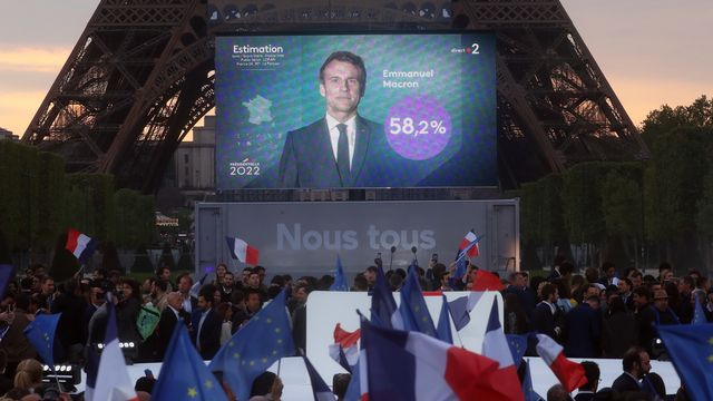 Emmanuel Macron est réélu à la présidence de la République française avec 58,2% des voix. [CHRISTOPHE PETIT TESSON - AFP]