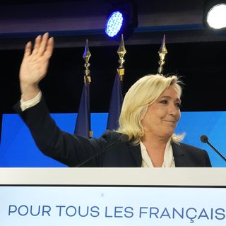 Marine Le Pen après l'annonce de la victoire d'Emmanuel Macron, le 24 avril 2022. [Michel Euler - AP/Keystone]