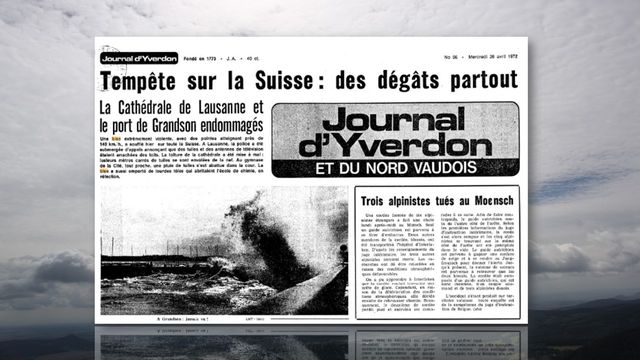 Première page du Journal d'Yverdon et du Nord vaudois le 26 avril 1972 [Juan De Vojnikov/Wikipedia - Tamedia]