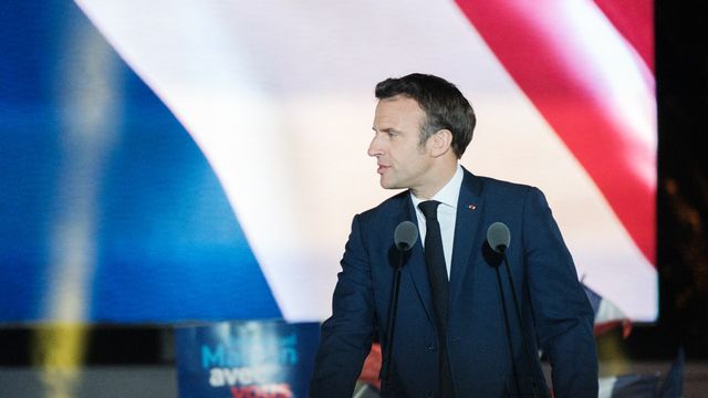 Emmanuel Macron a cherché à livrer un discours rassembleur dimanche soir après son élection. [Hans Lucas - AFP]