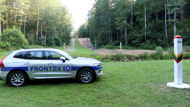 Un véhicule de Frontex en Lituanie. [Keystone]
